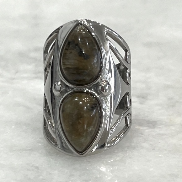 Malagasy Labradorite Large Open Framework Statement Ring - Picture 1 of 12